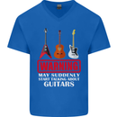 Suddenly Start Talking About Guitars Funny Mens V-Neck Cotton T-Shirt Royal Blue