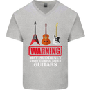 Suddenly Start Talking About Guitars Funny Mens V-Neck Cotton T-Shirt Sports Grey