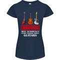 Suddenly Start Talking About Guitars Funny Womens Petite Cut T-Shirt Navy Blue
