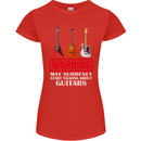Suddenly Start Talking About Guitars Funny Womens Petite Cut T-Shirt Red