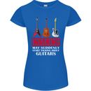 Suddenly Start Talking About Guitars Funny Womens Petite Cut T-Shirt Royal Blue