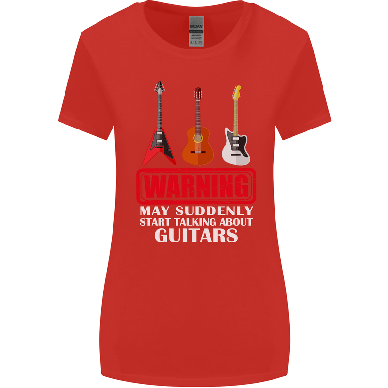 Suddenly Start Talking About Guitars Funny Womens Wider Cut T-Shirt Red