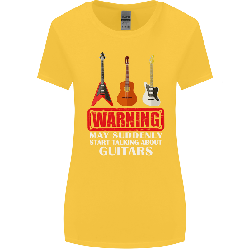 Suddenly Start Talking About Guitars Funny Womens Wider Cut T-Shirt Yellow