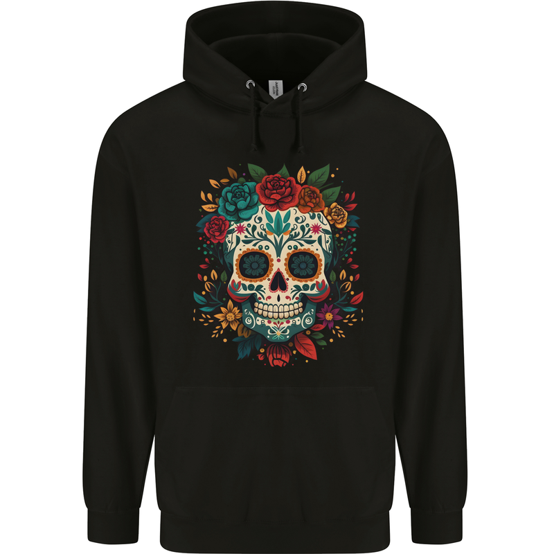 Sugar Skull DOTD Day of the Dead Childrens Kids Hoodie Black