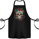 Sugar Skull DOTD Day of the Dead Cotton Apron 100% Organic Black
