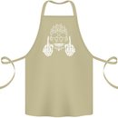 Sugar Skull Finger Flip Rude Offensive Cotton Apron 100% Organic Khaki