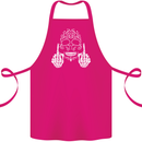 Sugar Skull Finger Flip Rude Offensive Cotton Apron 100% Organic Pink