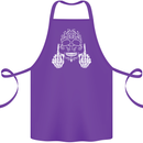 Sugar Skull Finger Flip Rude Offensive Cotton Apron 100% Organic Purple