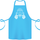 Sugar Skull Finger Flip Rude Offensive Cotton Apron 100% Organic Turquoise