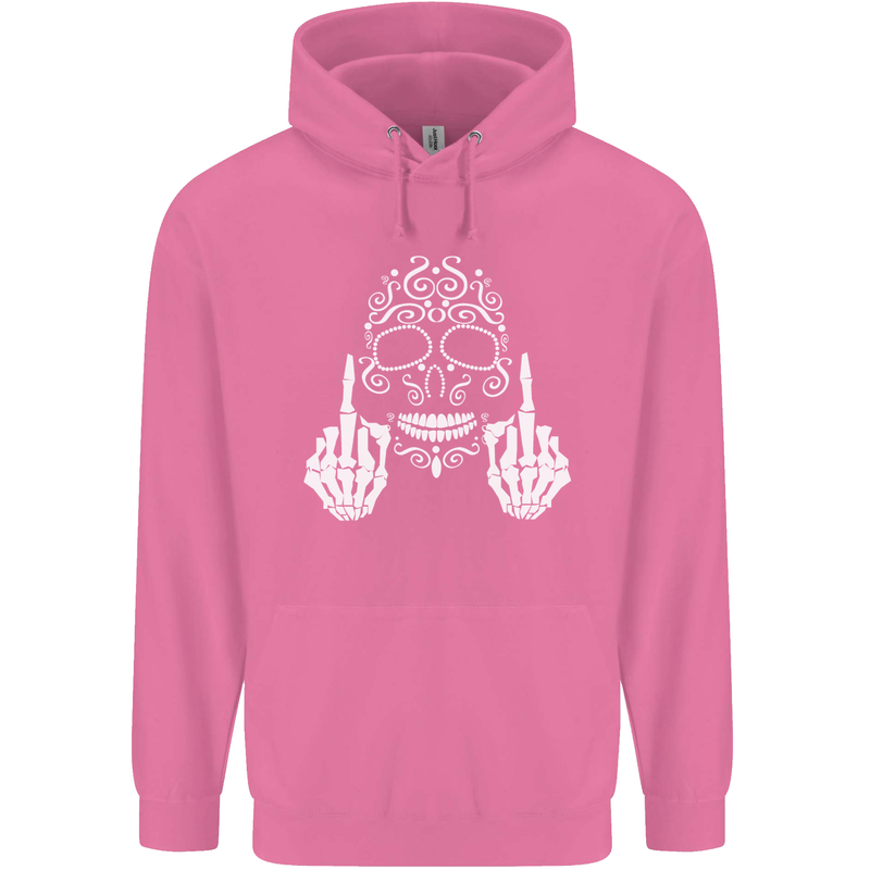 Sugar Skull Finger Flip Rude Offensive Mens 80% Cotton Hoodie Azelea