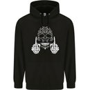 Sugar Skull Finger Flip Rude Offensive Mens 80% Cotton Hoodie Black