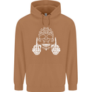 Sugar Skull Finger Flip Rude Offensive Mens 80% Cotton Hoodie Caramel Latte