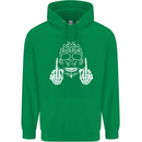 Sugar Skull Finger Flip Rude Offensive Mens 80% Cotton Hoodie Irish Green