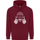 Sugar Skull Finger Flip Rude Offensive Mens 80% Cotton Hoodie Maroon