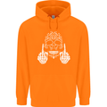 Sugar Skull Finger Flip Rude Offensive Mens 80% Cotton Hoodie Orange
