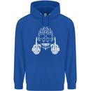 Sugar Skull Finger Flip Rude Offensive Mens 80% Cotton Hoodie Royal Blue