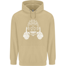 Sugar Skull Finger Flip Rude Offensive Mens 80% Cotton Hoodie Sand