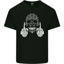Sugar Skull Finger Flip Rude Offensive Mens Cotton T-Shirt Tee Top Black
