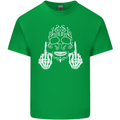 Sugar Skull Finger Flip Rude Offensive Mens Cotton T-Shirt Tee Top Irish Green