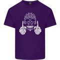 Sugar Skull Finger Flip Rude Offensive Mens Cotton T-Shirt Tee Top Purple