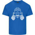 Sugar Skull Finger Flip Rude Offensive Mens Cotton T-Shirt Tee Top Royal Blue
