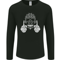 Sugar Skull Finger Flip Rude Offensive Mens Long Sleeve T-Shirt Black