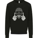 Sugar Skull Finger Flip Rude Offensive Mens Sweatshirt Jumper Black