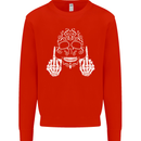 Sugar Skull Finger Flip Rude Offensive Mens Sweatshirt Jumper Bright Red