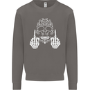 Sugar Skull Finger Flip Rude Offensive Mens Sweatshirt Jumper Charcoal