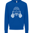 Sugar Skull Finger Flip Rude Offensive Mens Sweatshirt Jumper Royal Blue