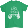Sugar Skull Finger Flip Rude Offensive Mens T-Shirt Cotton Gildan Irish Green