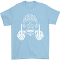 Sugar Skull Finger Flip Rude Offensive Mens T-Shirt Cotton Gildan Light Blue