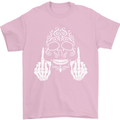 Sugar Skull Finger Flip Rude Offensive Mens T-Shirt Cotton Gildan Light Pink