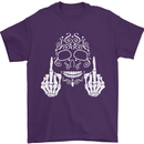 Sugar Skull Finger Flip Rude Offensive Mens T-Shirt Cotton Gildan Purple