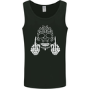 Sugar Skull Finger Flip Rude Offensive Mens Vest Tank Top Black