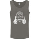 Sugar Skull Finger Flip Rude Offensive Mens Vest Tank Top Charcoal