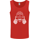 Sugar Skull Finger Flip Rude Offensive Mens Vest Tank Top Red