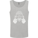 Sugar Skull Finger Flip Rude Offensive Mens Vest Tank Top Sports Grey