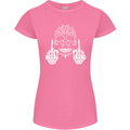 Sugar Skull Finger Flip Rude Offensive Womens Petite Cut T-Shirt Azalea