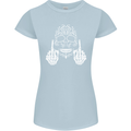 Sugar Skull Finger Flip Rude Offensive Womens Petite Cut T-Shirt Light Blue
