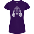 Sugar Skull Finger Flip Rude Offensive Womens Petite Cut T-Shirt Purple