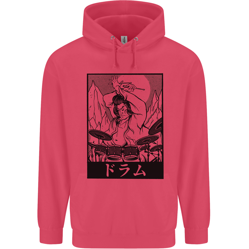 Sumo Wrestler Drummer Drumming Drum Childrens Kids Hoodie Heliconia