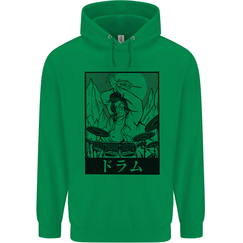 Sumo Wrestler Drummer Drumming Drum Childrens Kids Hoodie Irish Green