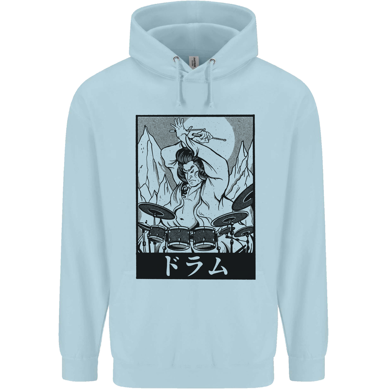 Sumo Wrestler Drummer Drumming Drum Childrens Kids Hoodie Light Blue