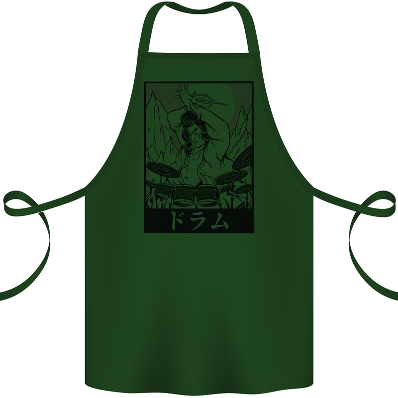 Sumo Wrestler Drummer Drumming Drum Cotton Apron 100% Organic Forest Green