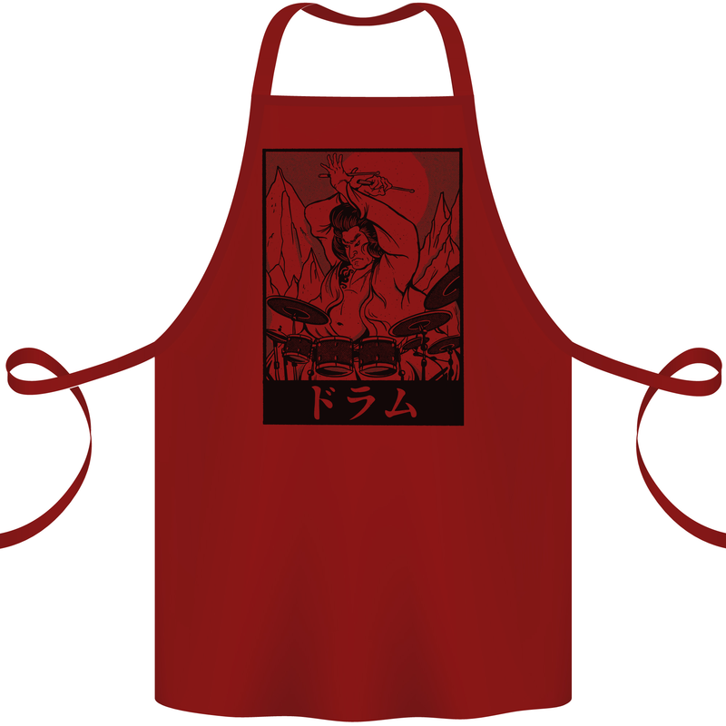 Sumo Wrestler Drummer Drumming Drum Cotton Apron 100% Organic Maroon