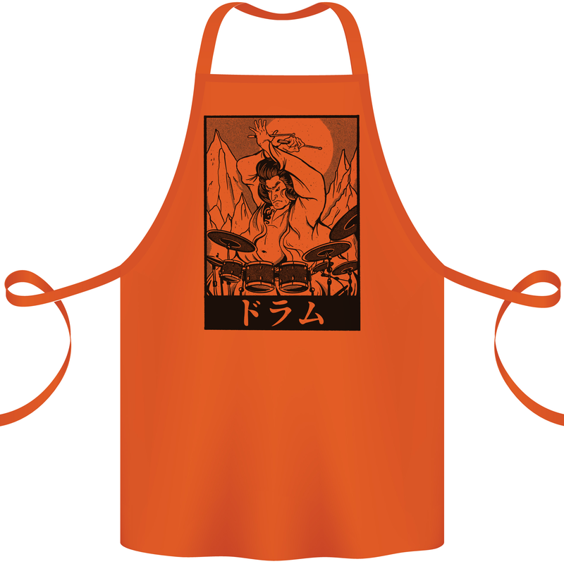 Sumo Wrestler Drummer Drumming Drum Cotton Apron 100% Organic Orange