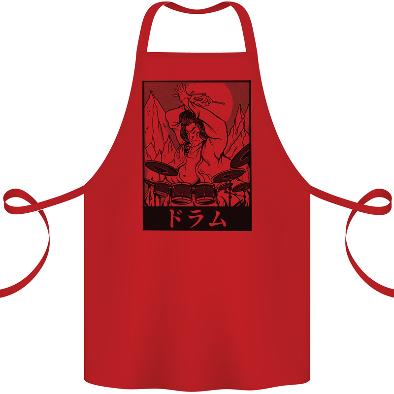 Sumo Wrestler Drummer Drumming Drum Cotton Apron 100% Organic Red