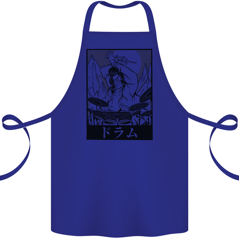 Sumo Wrestler Drummer Drumming Drum Cotton Apron 100% Organic Royal Blue