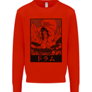 Sumo Wrestler Drummer Drumming Drum Kids Sweatshirt Jumper Bright Red
